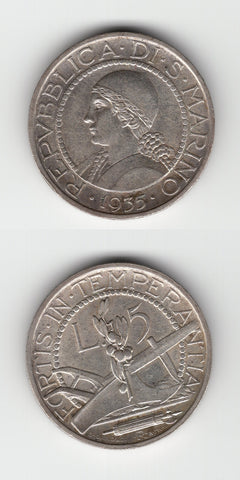 1935  R San Marino silver 5 Lira UNC