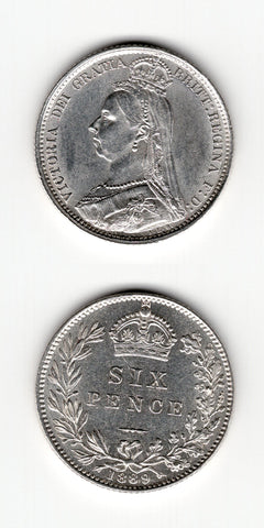 1889 Sixpence GEF