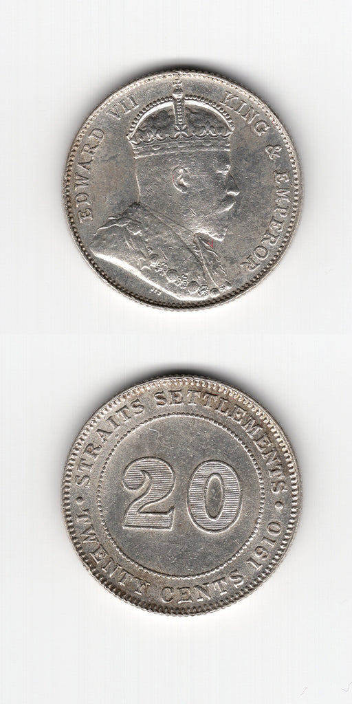 1910B Straits Settlements 20 Cents UNC/BU