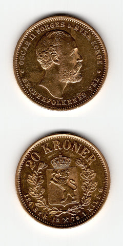 1878 Norway 20 Kroner EF/GEF