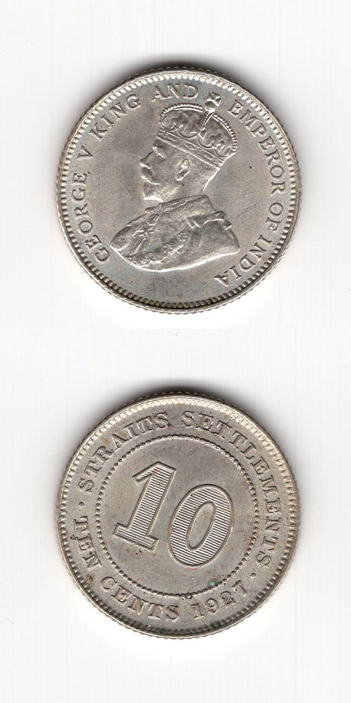 1927 Straits Settlements 10 Cents UNC