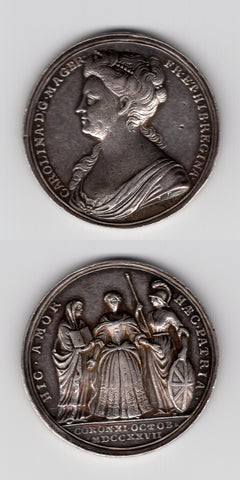 1727 Official Silver Coronation Medal of Queen Caroline VF/GVF