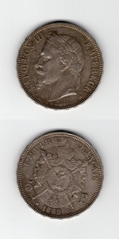 1869 A France 5 Francs EF