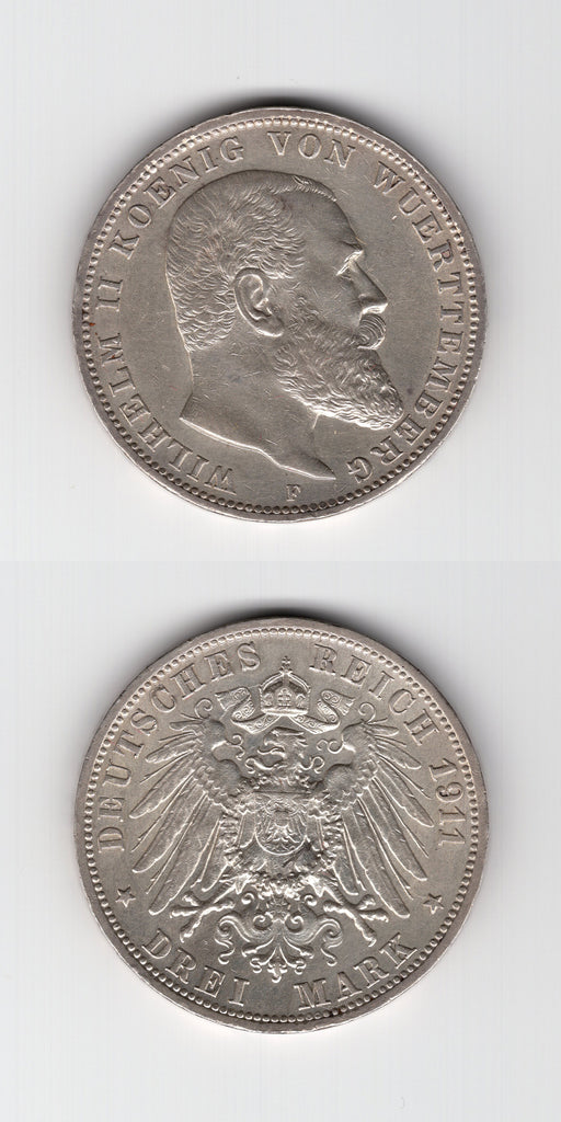 1911 F Wurttemberg 3 Mark AEF/EF