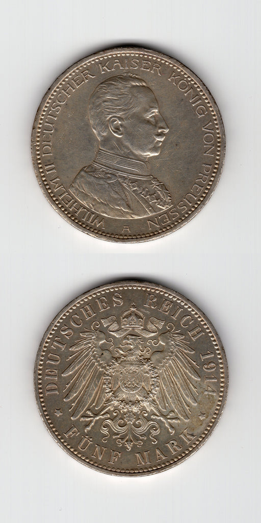 1914 Prussia 5 Mark AEF/AUNC