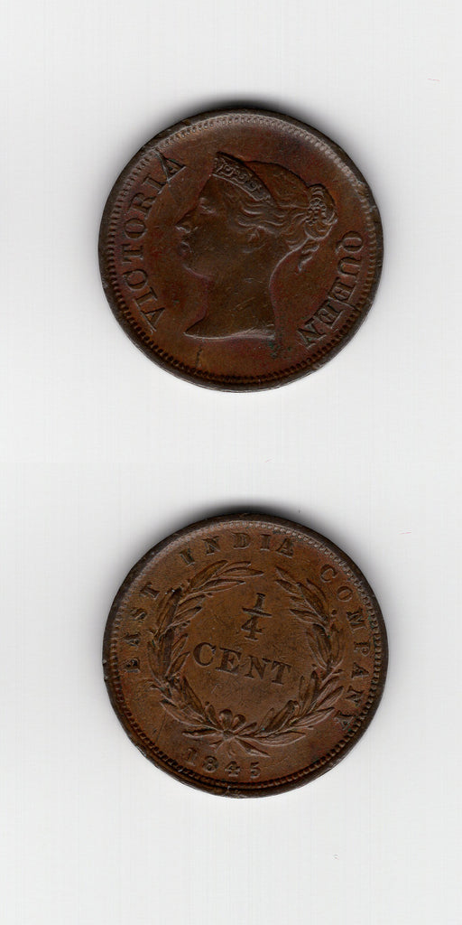 1845 Straits Settlements 1/4 Cent GVF