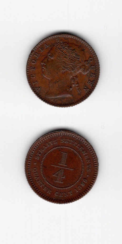 1889 Straits Settlements 1/4 Cent GVF