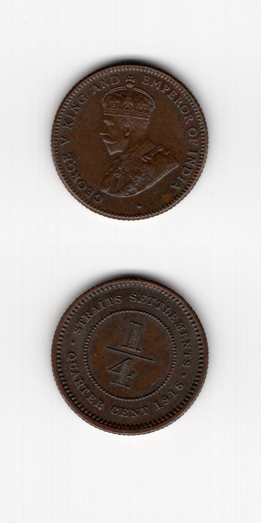 1916 Straits Settlements 1/4 Cent AUNC