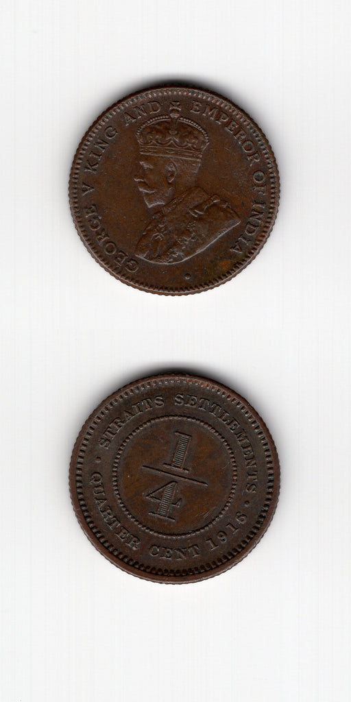 1916 Straits Settlements  1/4 Cent AUNC