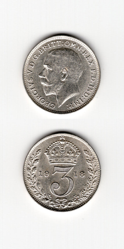 1918 Silver Threepence AUNC/BU