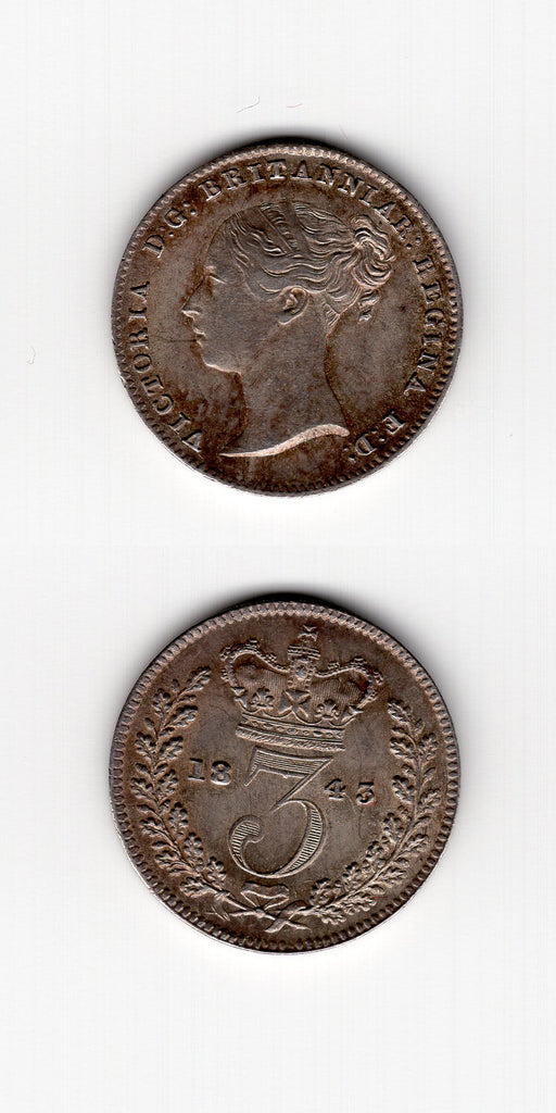 1843 Threepence AUNC/UNC
