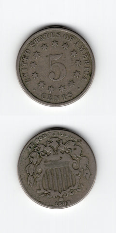 1882 USA 5  Cents GF