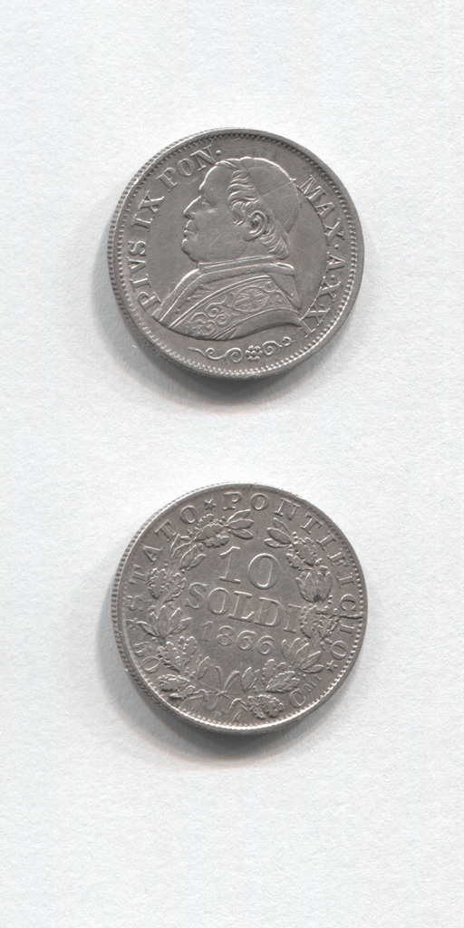 1866 R Papal states 10 Soldi XX1 EF