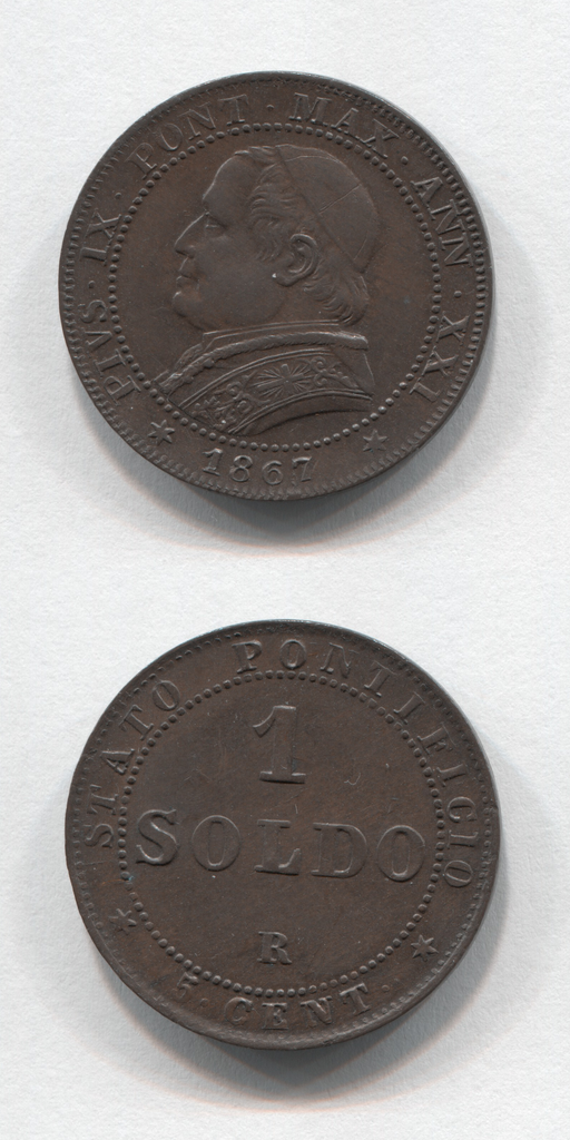 1867 R Papal States Soldo XX1 UNC