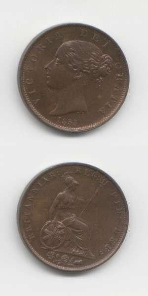 1853 Victoria UNC Halfpenny