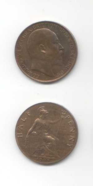 1909 Edward 7 AUNC Halfpenny