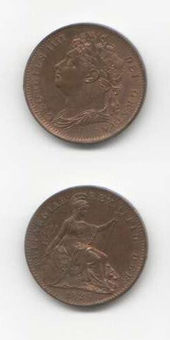 1825 George 4 UNC Farthing