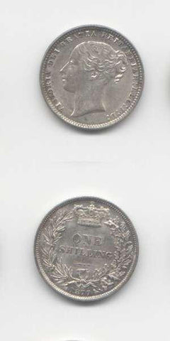 1877 Victoria AUNC Shilling