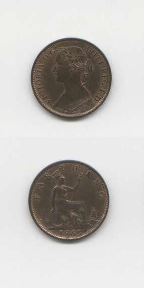 1865 Victoria AUNC Farthing