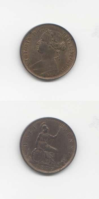 1877 Victoria UNC Halfpenny