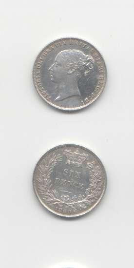 1860 Victoria AEF Sixpence