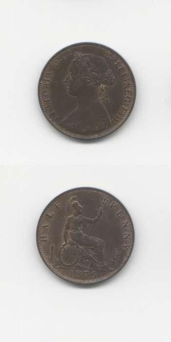 1875 Victoria AUNC/UNC Halfpenny