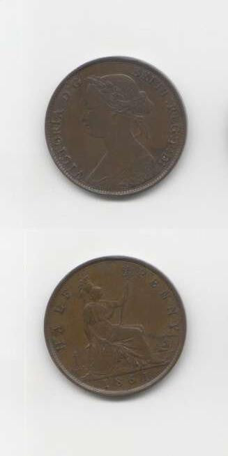1861 Victoria GVF Halfpenny