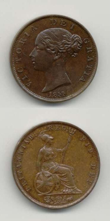 1855 Victoria AUNC/UNC Halfpenny