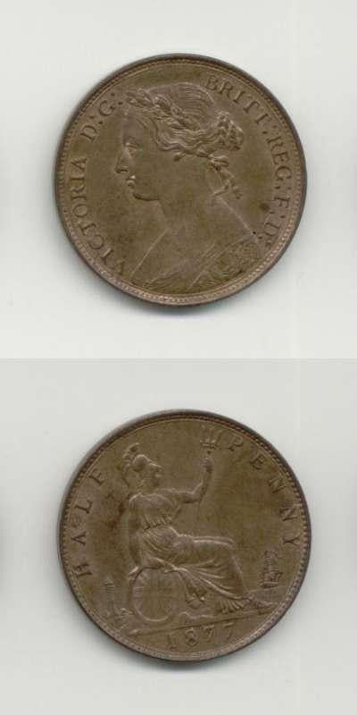 1877 Victoria UNC Halfpenny