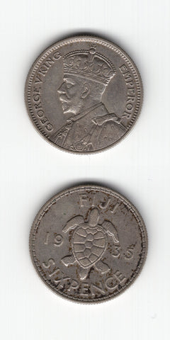 1935 Fiji Sixpence  GVF