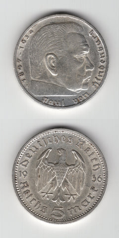 1936 A Third Reich 5 Reichsmark AEF