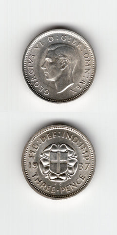1937 Silver Threepence BU