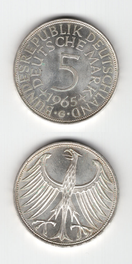 1965 G Germany Silver 5 Mark UNC