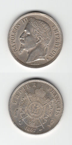 1867 A France One Franc AUNC