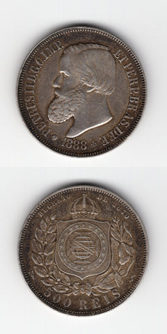 1868 Brazil 500 Reis AEF