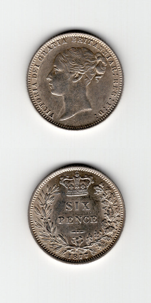 1877 Sixpence AUNC/UNC