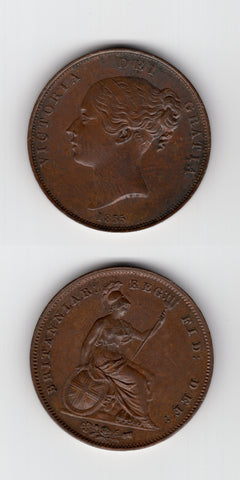 1855 OT Penny AUNC
