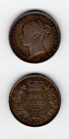 1868 Sixpence AUNC