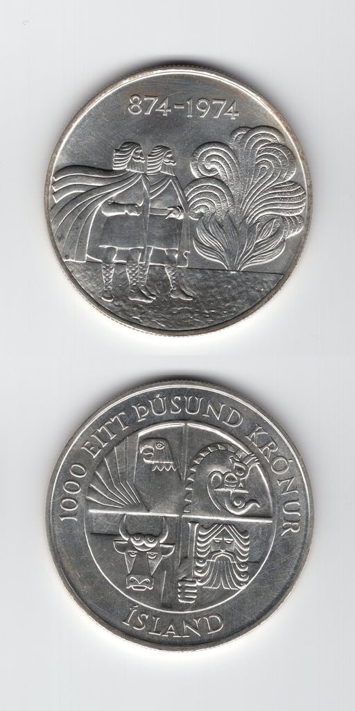 1974 Iceland Silver 1000 Kronur UNC