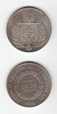 1860 Brazil 1000 Reis GEF