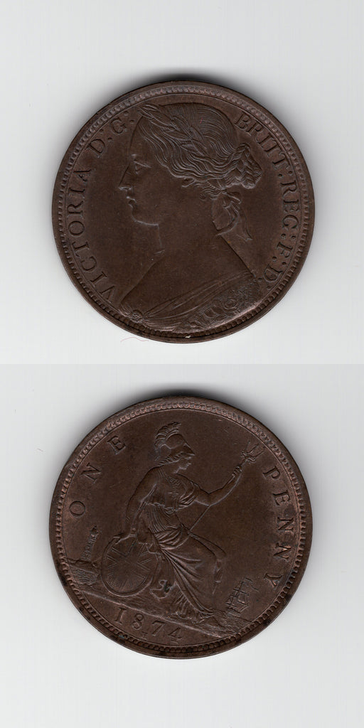 1874 H Penny AUNC