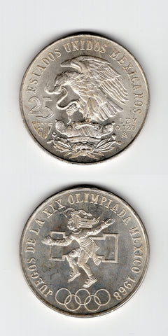 1968 Mexico Silver 25 Pesos BU