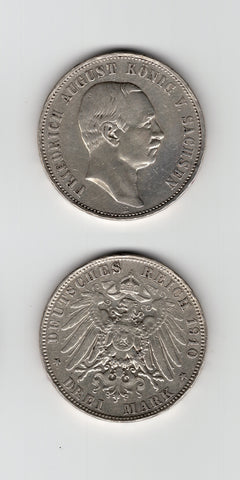 1910 E Saxony 3 Mark EF