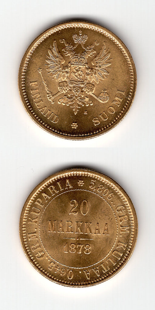 1878 S Finland 20 Markkaa UNC