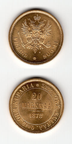 1878 S Finland 20 Markkaa UNC