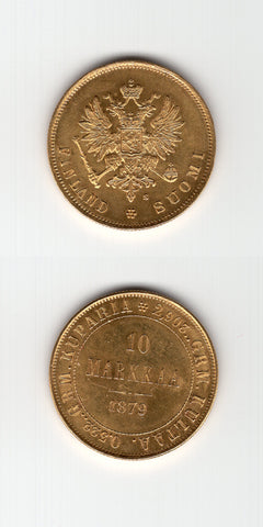 1879 S Finland 10 Markkaa AUNC