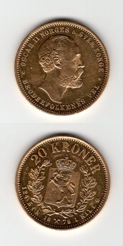 1878 Norway Gold 20 Kroner GEF