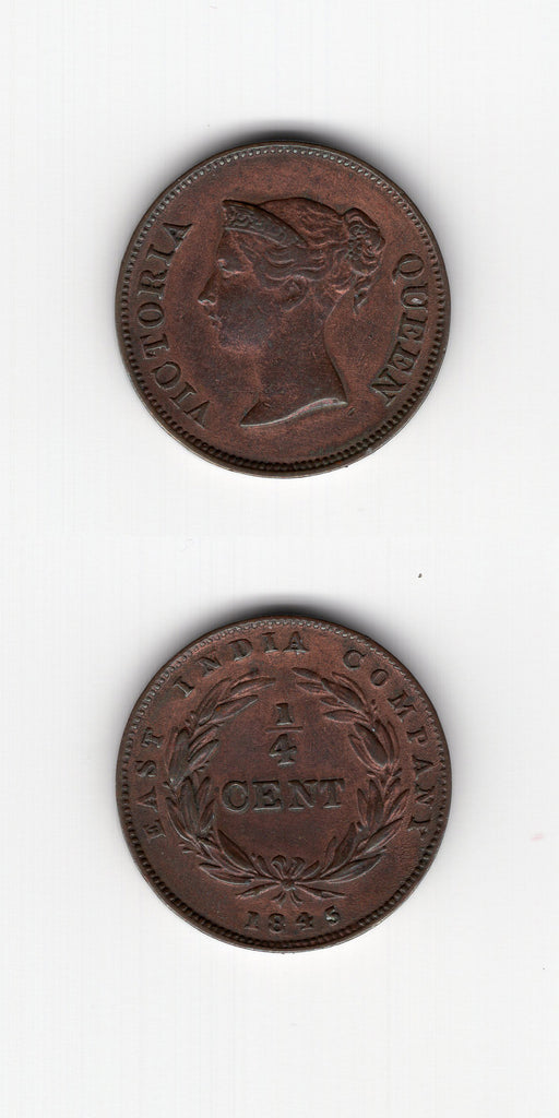 1845 Straits Settlements 1/2 Cent GVF