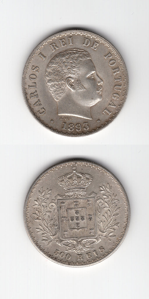 1893 Portugal Silver 500 Reis UNC/AUNC