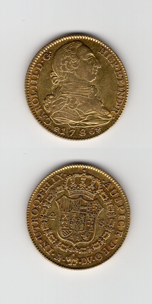 1786 M DV Spain Gold 4 Escudo AVF/VF